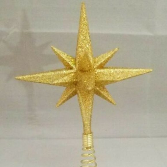 Moravian Star Tree Topper Small Gold Christmas Acrylic 6" Kurt Adler - Picture 1 of 3
